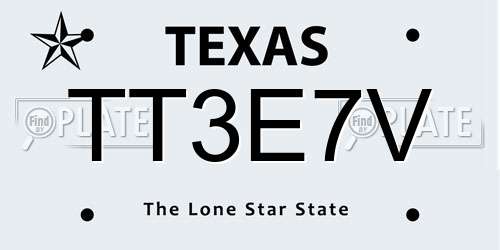 TT3E7V Texas License Plate
