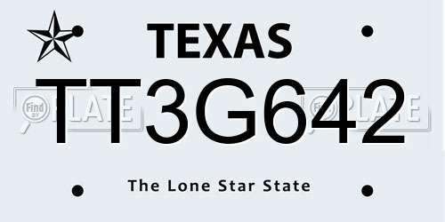 TT3G642 Texas License Plate