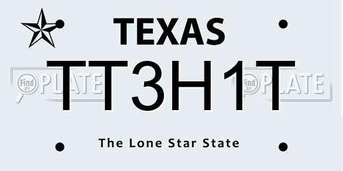 TT3H1T Texas License Plate
