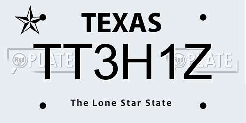 TT3H1Z Texas License Plate