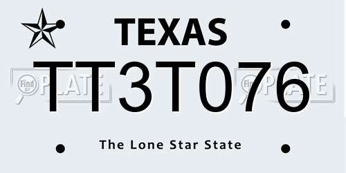 TT3T076 Texas License Plate