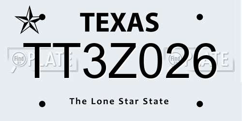 TT3Z026 Texas License Plate