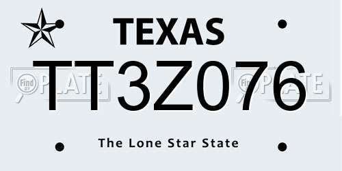 TT3Z076 Texas License Plate
