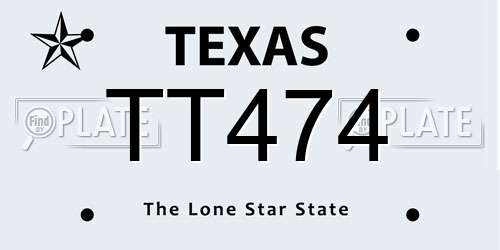 TT474 Texas License Plate