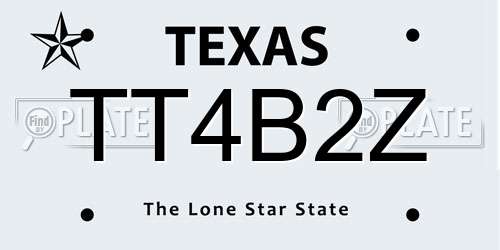 TT4B2Z Texas License Plate
