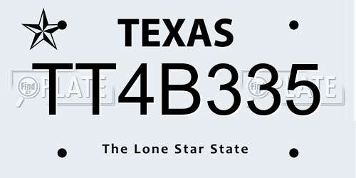 TT4B335 Texas License Plate