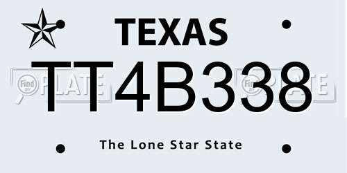 TT4B338 Texas License Plate