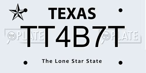 TT4B7T Texas License Plate
