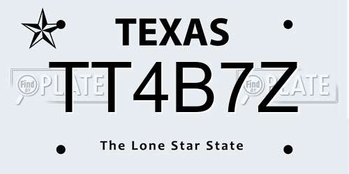 TT4B7Z Texas License Plate