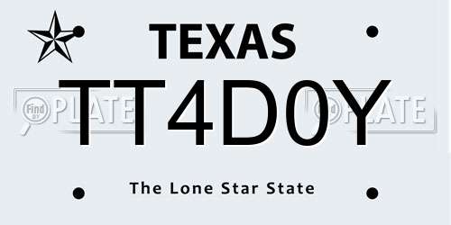 TT4D0Y Texas License Plate