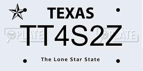 TT4S2Z Texas License Plate