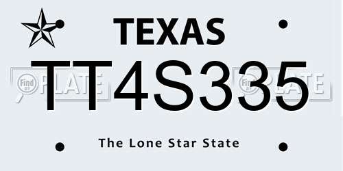TT4S335 Texas License Plate