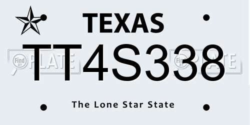 TT4S338 Texas License Plate