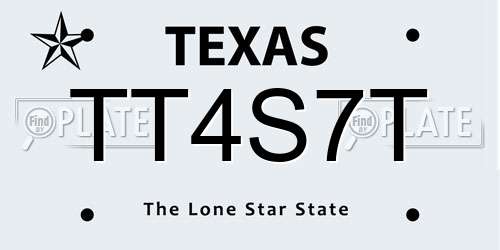 TT4S7T Texas License Plate