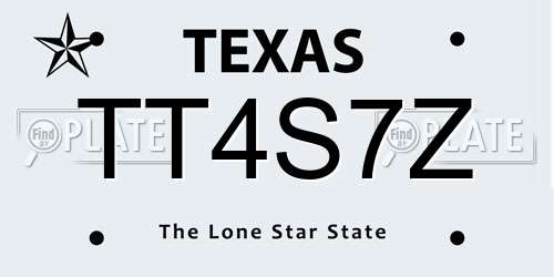 TT4S7Z Texas License Plate
