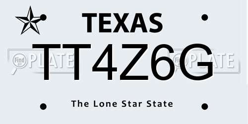 TT4Z6G Texas License Plate