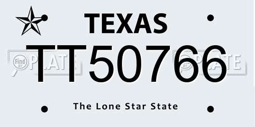 TT50766 Texas License Plate