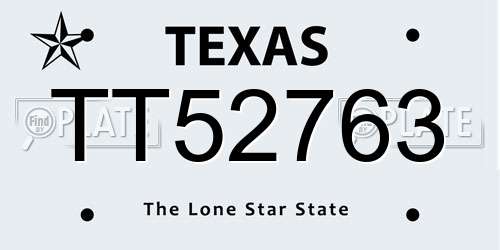 TT52763 Texas License Plate
