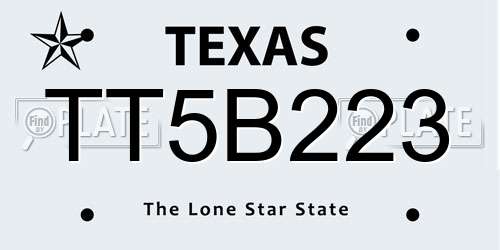 TT5B223 Texas License Plate