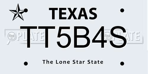 TT5B4S Texas License Plate