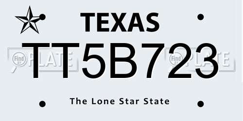 TT5B723 Texas License Plate