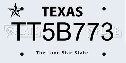 TT5B773 Texas License Plate