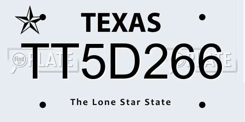 TT5D266 Texas License Plate