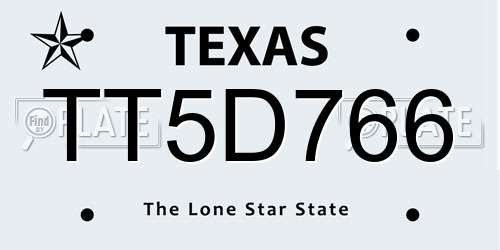 TT5D766 Texas License Plate