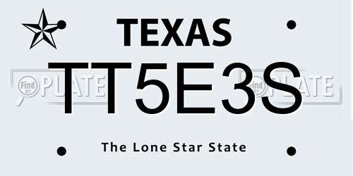 TT5E3S Texas License Plate