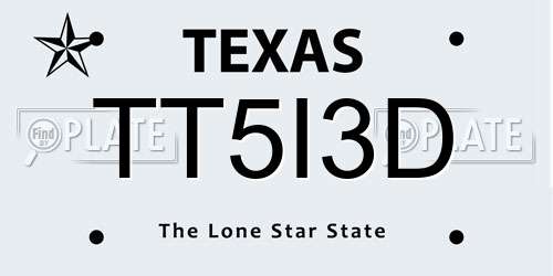TT5I3D Texas License Plate