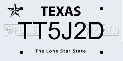 TT5J2D Texas License Plate