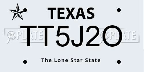 TT5J2O Texas License Plate