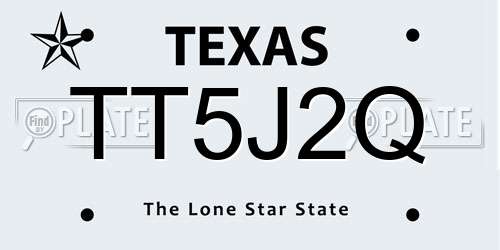 TT5J2Q Texas License Plate