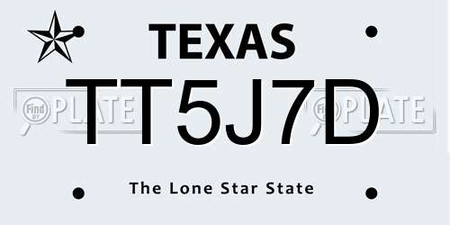 TT5J7D Texas License Plate