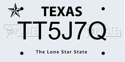 TT5J7Q Texas License Plate