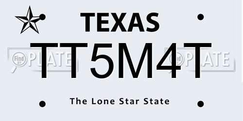 TT5M4T Texas License Plate