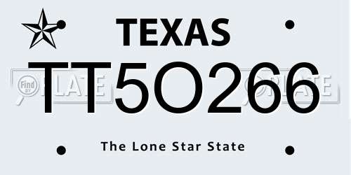 TT5O266 Texas License Plate