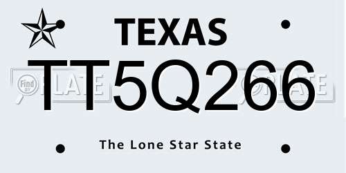 TT5Q266 Texas License Plate