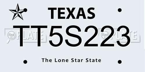 TT5S223 Texas License Plate
