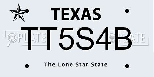 TT5S4B Texas License Plate