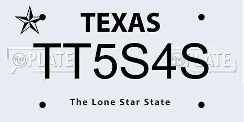 TT5S4S Texas License Plate