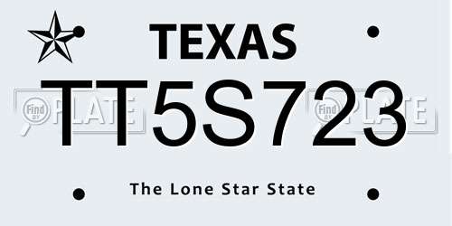 TT5S723 Texas License Plate