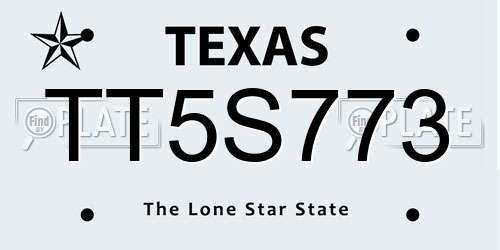 TT5S773 Texas License Plate