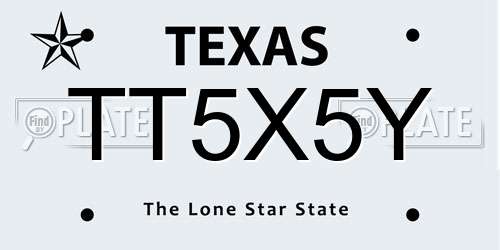 TT5X5Y Texas License Plate