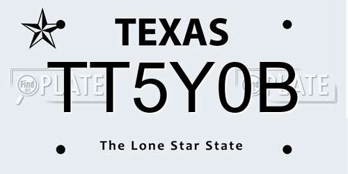 TT5Y0B Texas License Plate