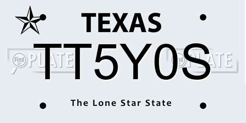 TT5Y0S Texas License Plate