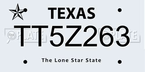 TT5Z263 Texas License Plate