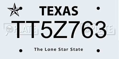 TT5Z763 Texas License Plate