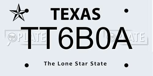 TT6B0A Texas License Plate