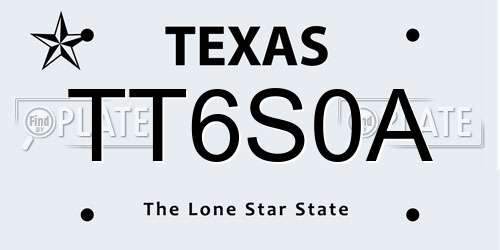 TT6S0A Texas License Plate